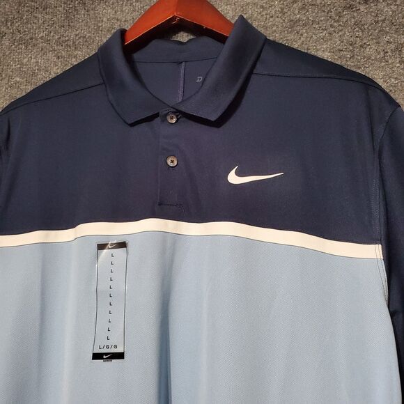 Nike Dri-Fit Victory Color Block Polo Golf Shirt Blue White Men's Large NWT New - Picture 1 of 12